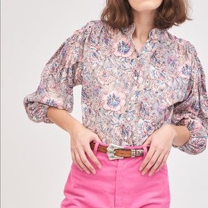 Antik Batik Andre Blouse Button Down Floral Size M
